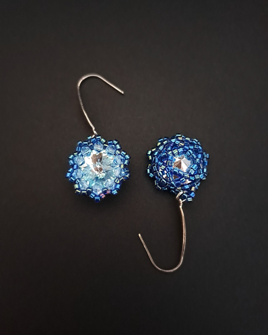 kolczyki szklane Niebieskie Kolczyki "Aqua Bohemica Maxima" z Kryształów Preciosa