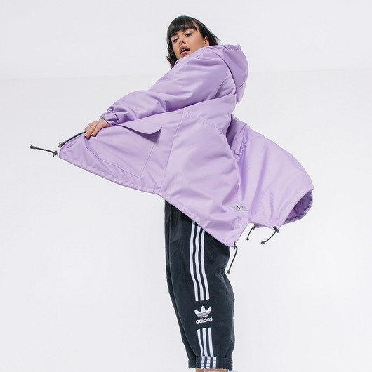 kurtki damskie Kurtka ocieplana/ płaszcz typu parka liliowa