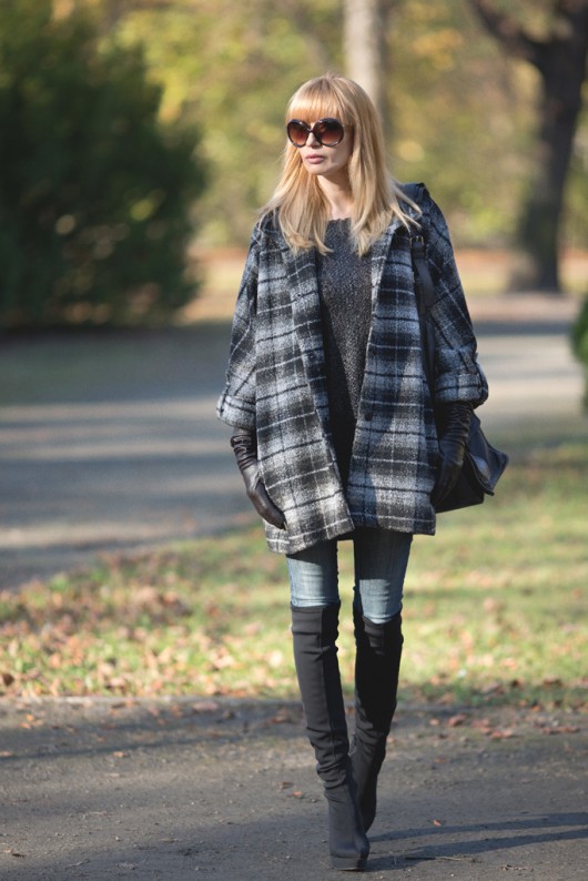 Wełniany płaszcz oversize Krata Candy Floss clothes