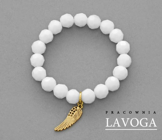 Crystal with pendant in white Lavoga