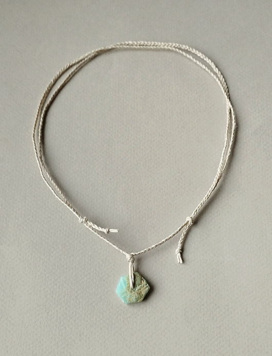 chokery Chryzopraz Naszyjnik z jasnego lnu