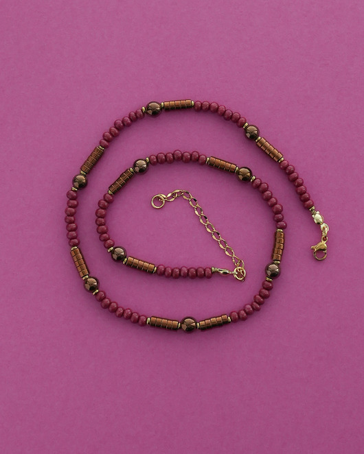 chokery Naszyjnik choker ceglasto miedziany