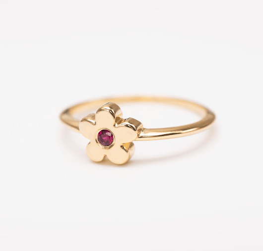 pierścionki złote Złoty pierścionek kwiat z różową cyrkonią
