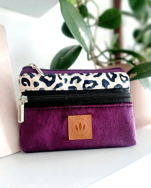 portfele damskie Dwustronny portfel z weluru Wild Purple