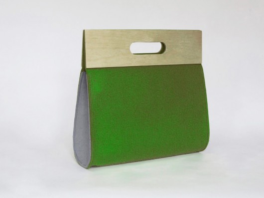 Big felt bag green&gray moo studio