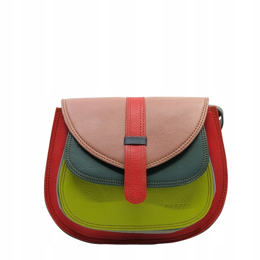 torby na ramię Torebka damska na ramię skórzana pojemna kolorowa ze skrawków eko OLIVKA