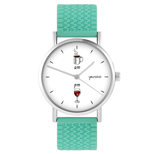 zegarki damskie Zegarek - Kawa i wino - silikonowy, turkus