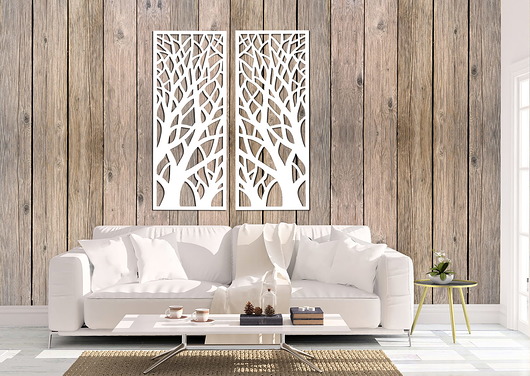 inne DEKORACYJNY, AŻUROWY PANEL ŚCIENNY, OBRAZ 3D, DRZEWA PIONOWE, 42 x 105 cm, DY