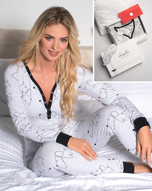 piżamy damskie Kombinezon Sleepdo Ashy + Maska Experience + Premium Box