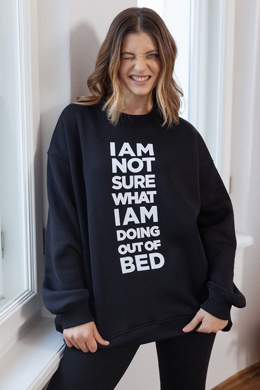 bluza bez kaptura damska Bluza Biggie Lazy Days Czarna