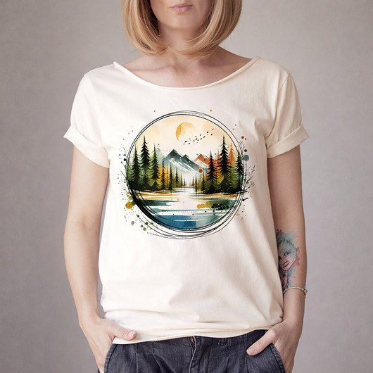 t-shirt damskie Wakacje góry Waniliowy oversize