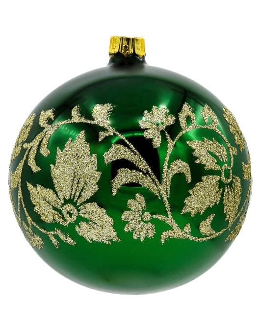 bombki Bombka okrągła z ornamentem: zielona