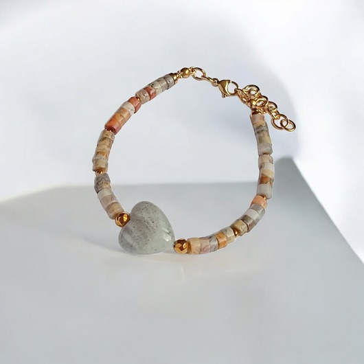 bransoletki z kamieni naturalnych Serce z labradorytu, agat : bransoletka regulowana