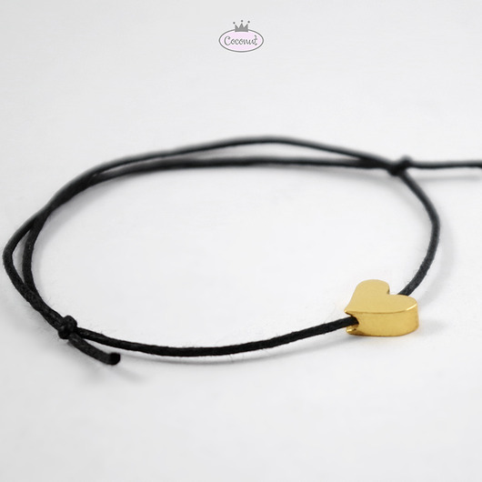 bransoletki na sznurku SERDUSZKO złocone srebro, bransoletka na sznurku