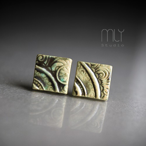 kolczyki ceramiczne Orient/stal chirurgiczna