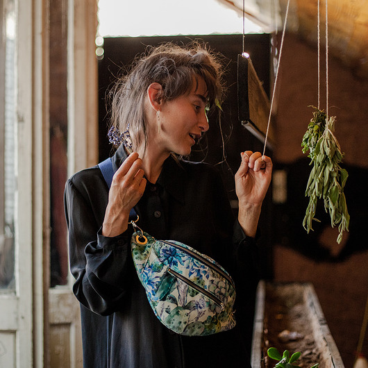 saszetka nerka Huba Niebieskie Kaktusy