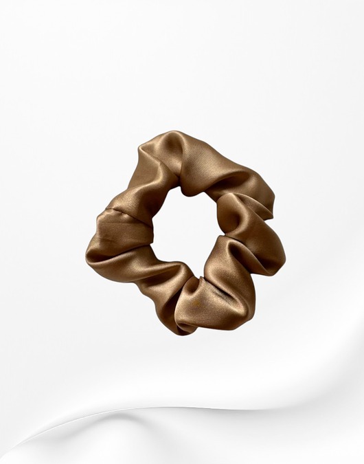 gumki do włosów Jedwabna scrunchie gumka frotka midi karmelowa