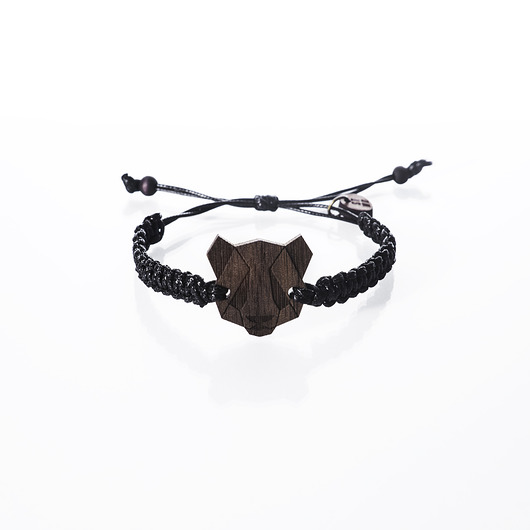 Bransoletka pleciona - panda - ciemne drewno STREET WOOD