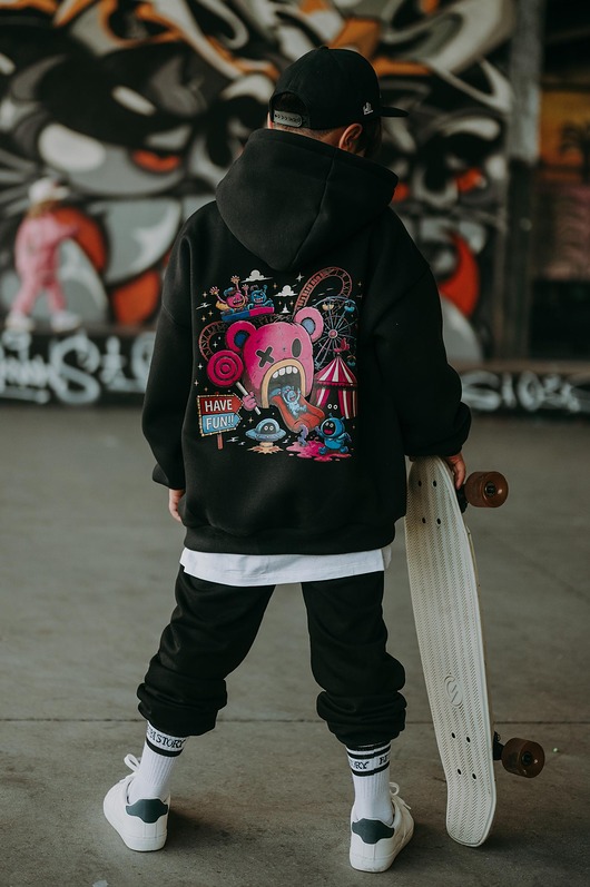 bluzy dla dziewczynki Dres oversize Teddyland czarny
