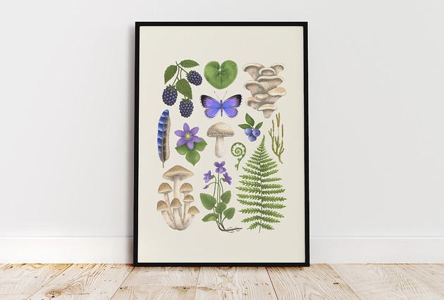 Plakat "Runo Leśne" kremowe tło 30x40cm Studio Stonka