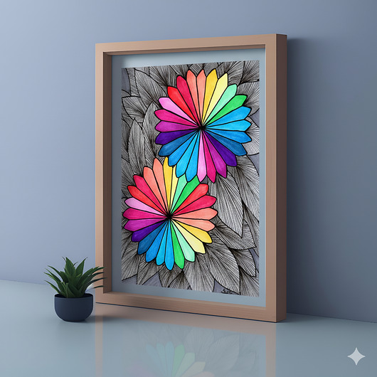 grafiki i ilustracje 40. DWA KWIATY - rysunek, plakat.