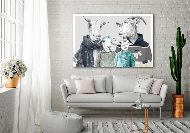obrazy Obraz na płótnie -KOZY RODZINA 120x80cm