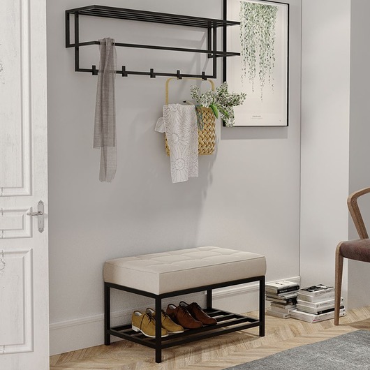 ławki Ławka pikowana, siedzisko ISA z półką na buty loft