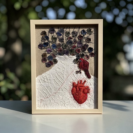 obrazy Obraz haftowany serce anatomiczne 3D ptaszyna.