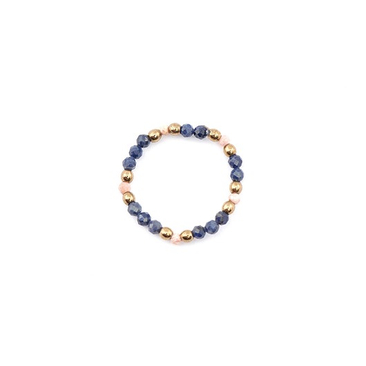 pierścionki elastyczne Pierścionek z naturalnych Szafirów i Opali - Wersja Złota