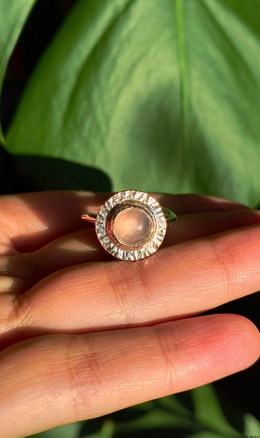 pierścionki srebrne Pierścionek ROSE Kwarc Różowy kamień miłości regilowany, srebro 925