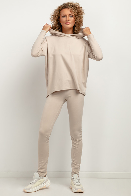 legginsy Spodnie dresowe legginsy T382, jasnobeżowe