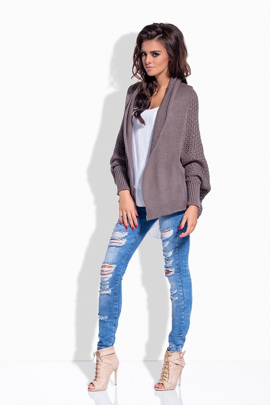 Sweter krótki KARDIGAN bluzowany capuccino Dressroad