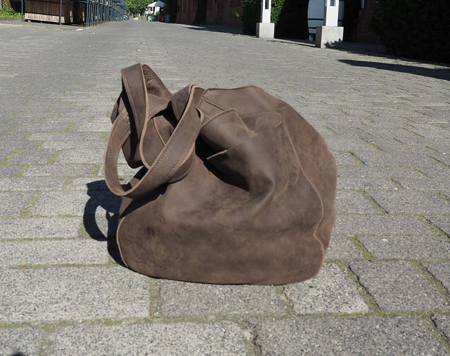 torby na ramię Brązowy czekoladowy  skórzany worek