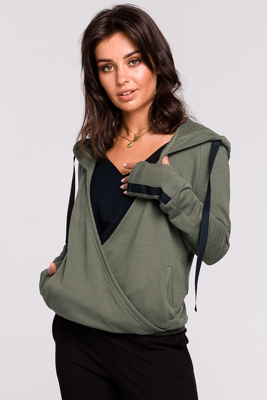 Bluza z kapturem- khaki(B-127) Be