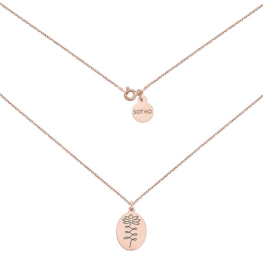 złote naszyjniki Medalion z różowego złota z kwiatem lotosu