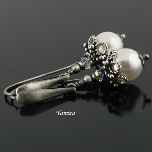 kryształ Swarovski White pearl the lux - kolczyki yamira