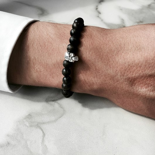 Bransoletka Męska BROWN SKULL SILVER DIZARRO 