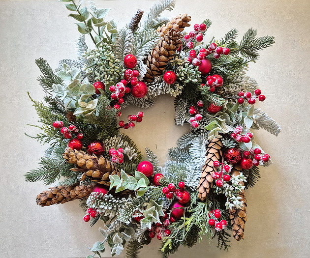 wianki bożonarodzeniowe Duży ośnieżony wianek