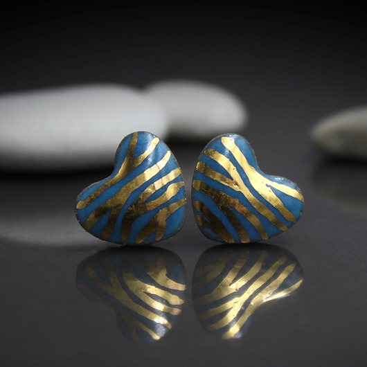 kolczyki ceramiczne Serca/stal chirurgiczna/