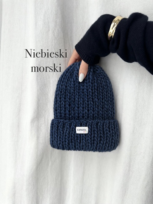czapki damskie Czapka Lily 100% wełna *niebieski morski*
