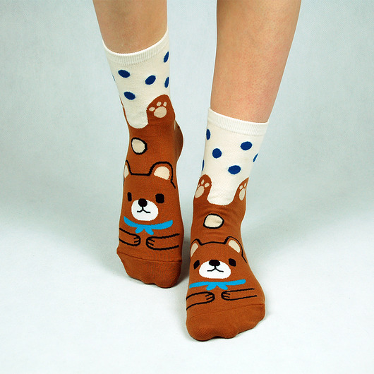 Skarpetki w grochy z misiem - Miś Pluszowy CandySox