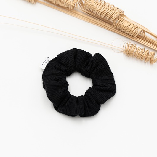 gumki do włosów Scrunchie/frotka dzianina czarna