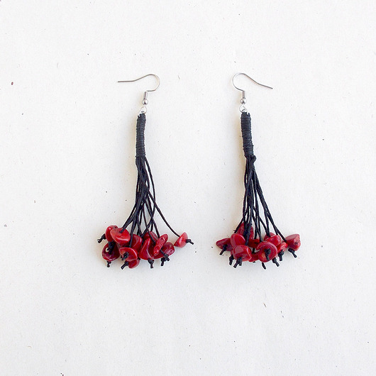 kolczyki z kamieniami Koral kolczyki Nature