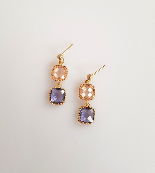 kolczyki pozłacane Kolczyki pozłacane Śliwka z Brzoskwinią