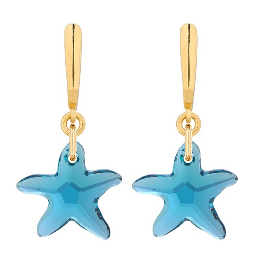 kolczyki swarovski Złote kolczyki z rozgwiazdami SWAROVSKI CRYSTAL