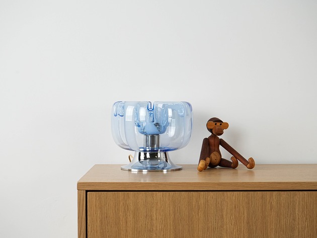 lampy stołowe Lampa stołowa, szkło Murano, włoski design, lata 70, produkcja: Włochy