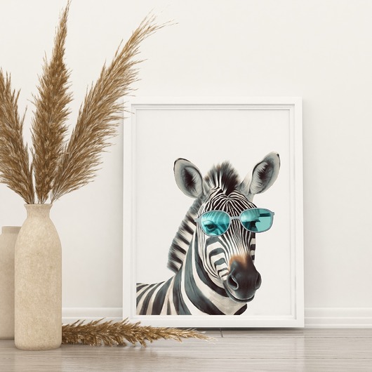 obrazy i plakaty do pokoju dziecięcego Plakat Zebra w okularach P334