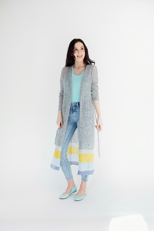 Lekki sweter mgła długi z pasami szary YOU by Tokarska