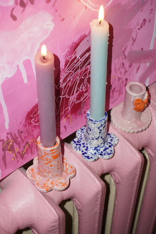 świeczniki i świece Świecznik ceramiczny w kropki