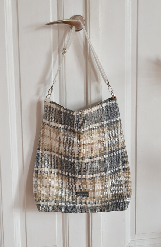 torby na ramię Lniana torba w kratę